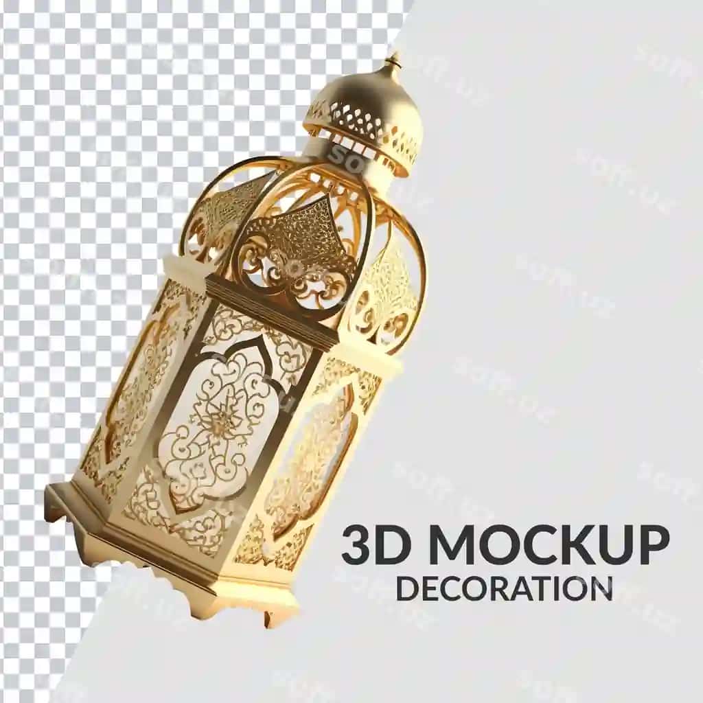 Psd uch o'lchovli feni shaffof orqa fonda | Psd 3d lantern with transparent background