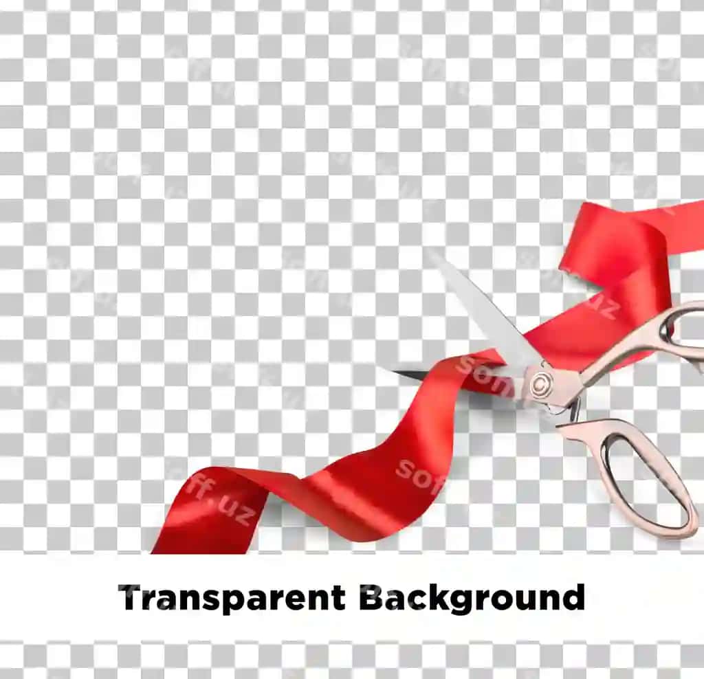 Lenta kesish marosimi qisqich bilan shaffof orqa fonda | Ribbon cutting ceremony with scissors transparent background