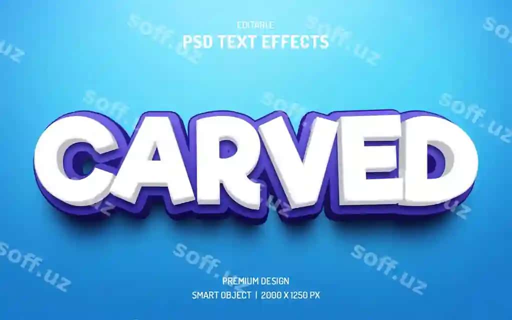 Oynatilgan tahrir qilish 3d matn effekti namunasi | Carved editable 3d text effect mockup