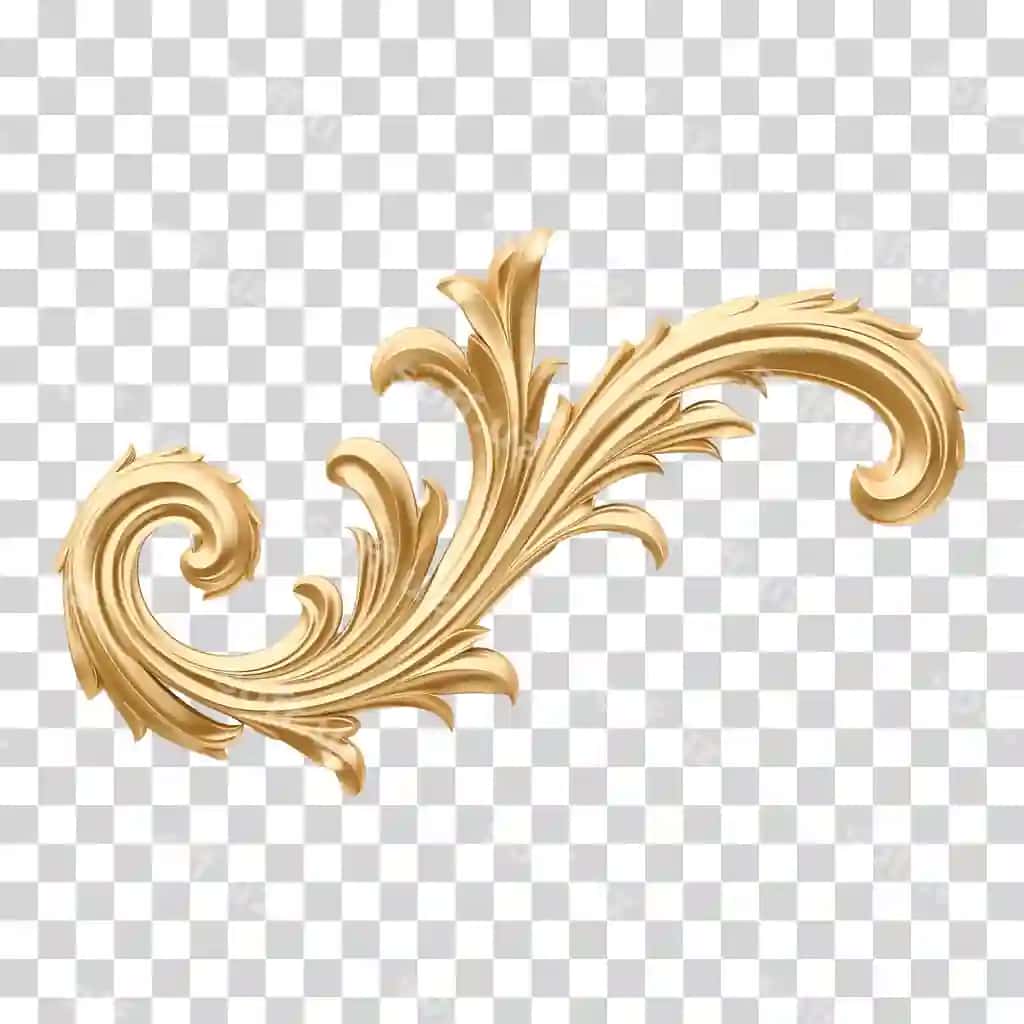 Oltin Akantha ajraltirilgan shaffof fonda PNG | Gold acanthus isolated transparent background png