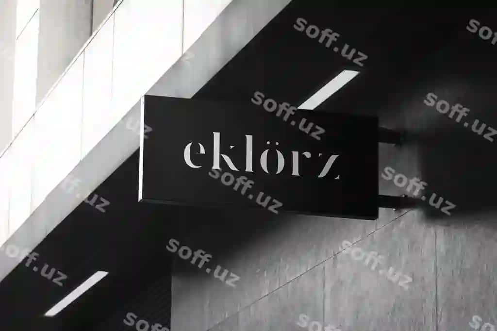 Logotip namuna zamonaviy qora asos | Logo mockup modern black hanging sign