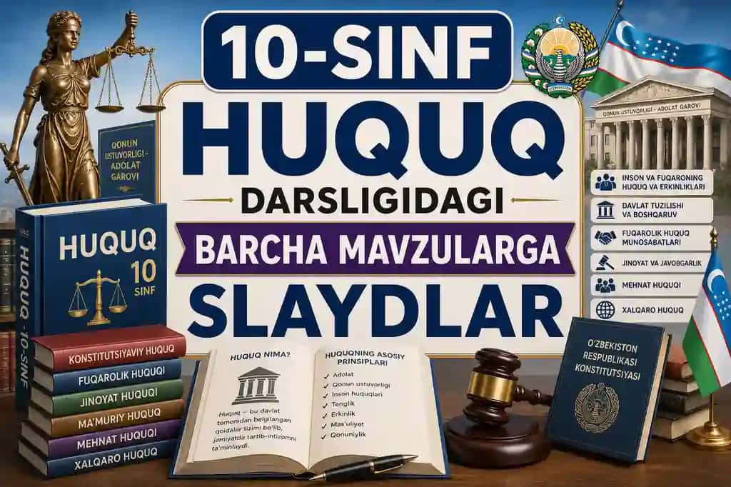 10-sinf huquq darsligidagi barcha mavzularga slaydlar