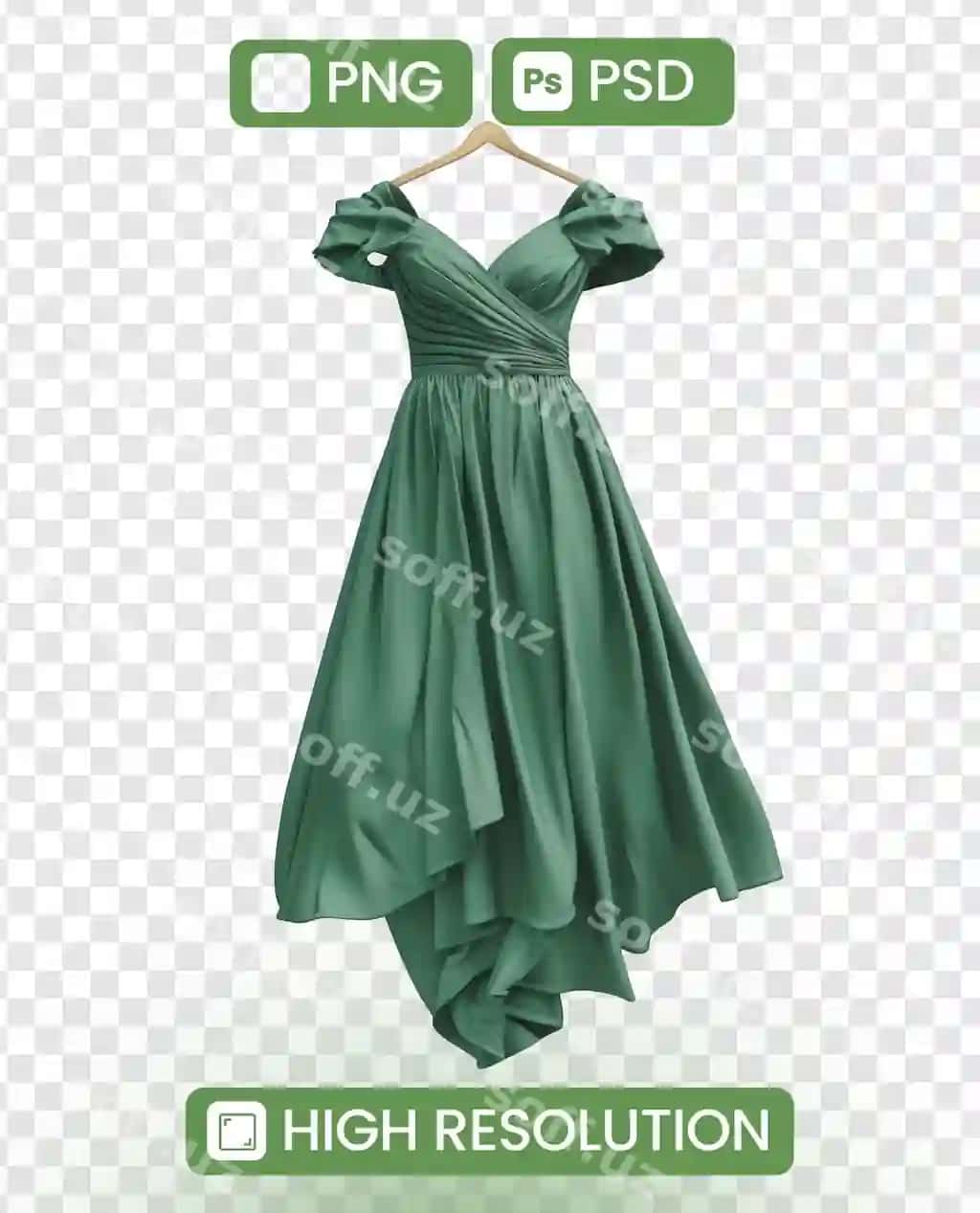 Yashil kostyum yashil rangda, oq fonli | Green dress with green color white background 2