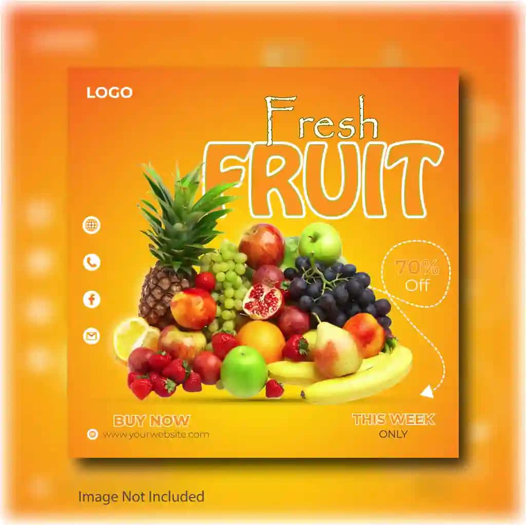 Yangi mevaning mevasi tasvirlangan plakat | Poster fresh fruit with picture fruit it
