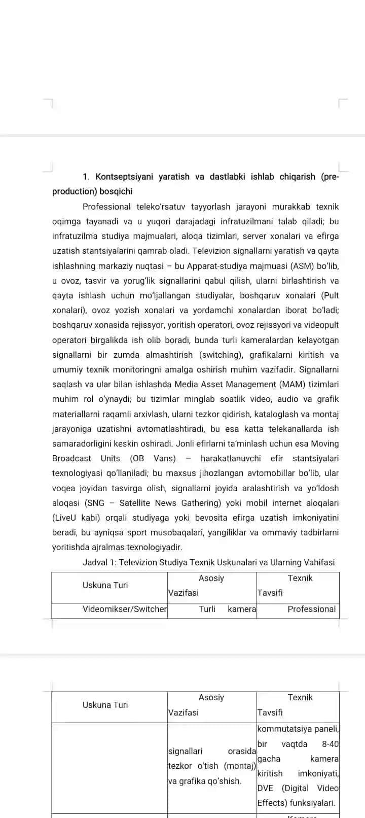 TELEKO’RSATUV TAYYORLASH TEXNOLOGIYASI