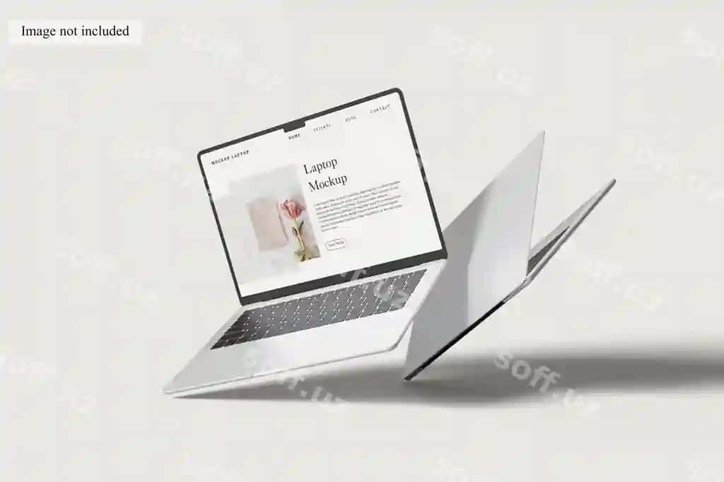 Dizayn mijozlaringizni ko'rsatadigan oddiy noutbuk interfeysi maketi | Simple laptop interface mockup showcasing your design clients