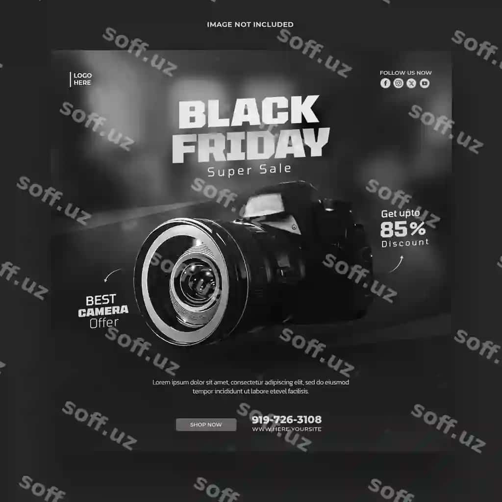 Chernaya pyatnitsa super sotuv sotsial media banner Instagram post shabloni | Black friday super sale social media banner instagram post template