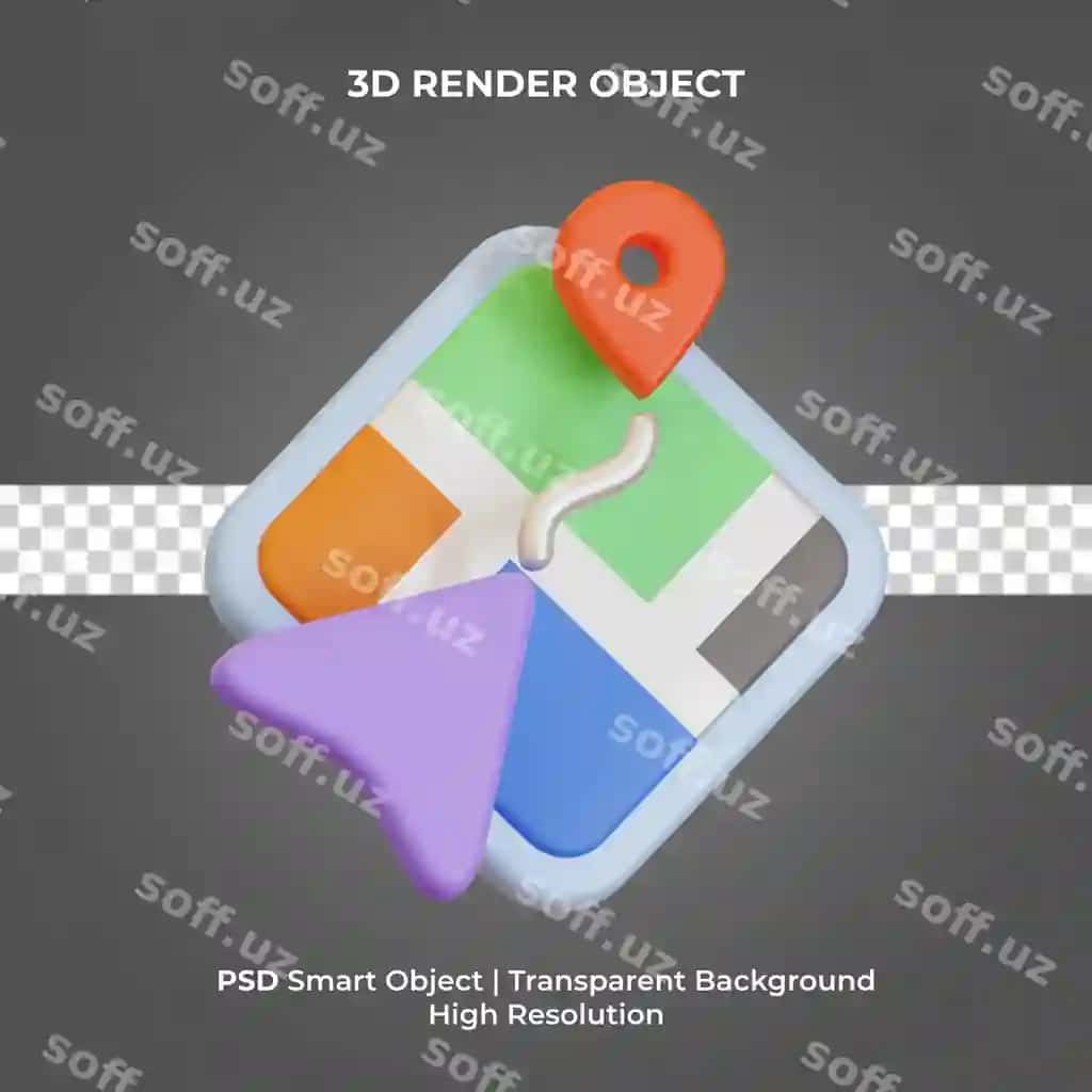 Xarita navigatsiyasi 3d render ajralangan premium psd | Map navigation 3d render isolated premium psd 2