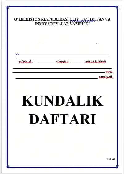 Malakaviy amaliyot daftarchasi 2