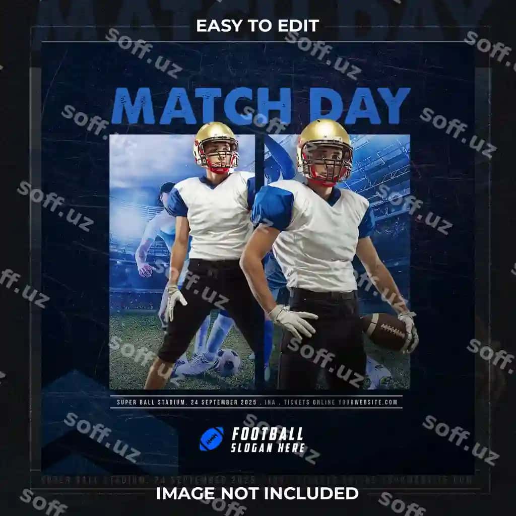 Futbol o'yinchi poyeztr ijtimoiy tarmoqlar posti shabloni | Football player poster social media post template 2