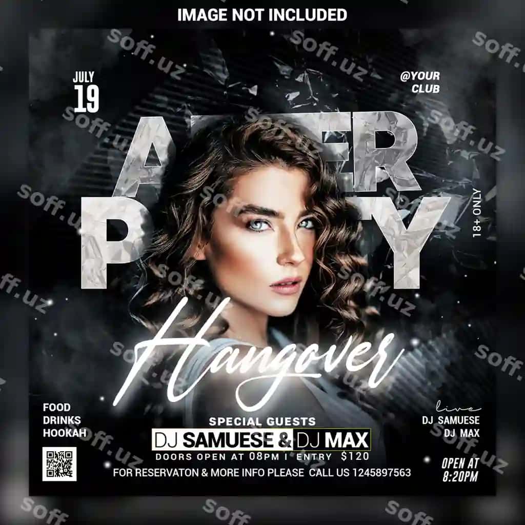 Tunel klubi to'xtovmasi flyeri ijtimoiy tarmoqlardagi post veb baner shabloni PSD | Night club party flyer social media post web banner template psd