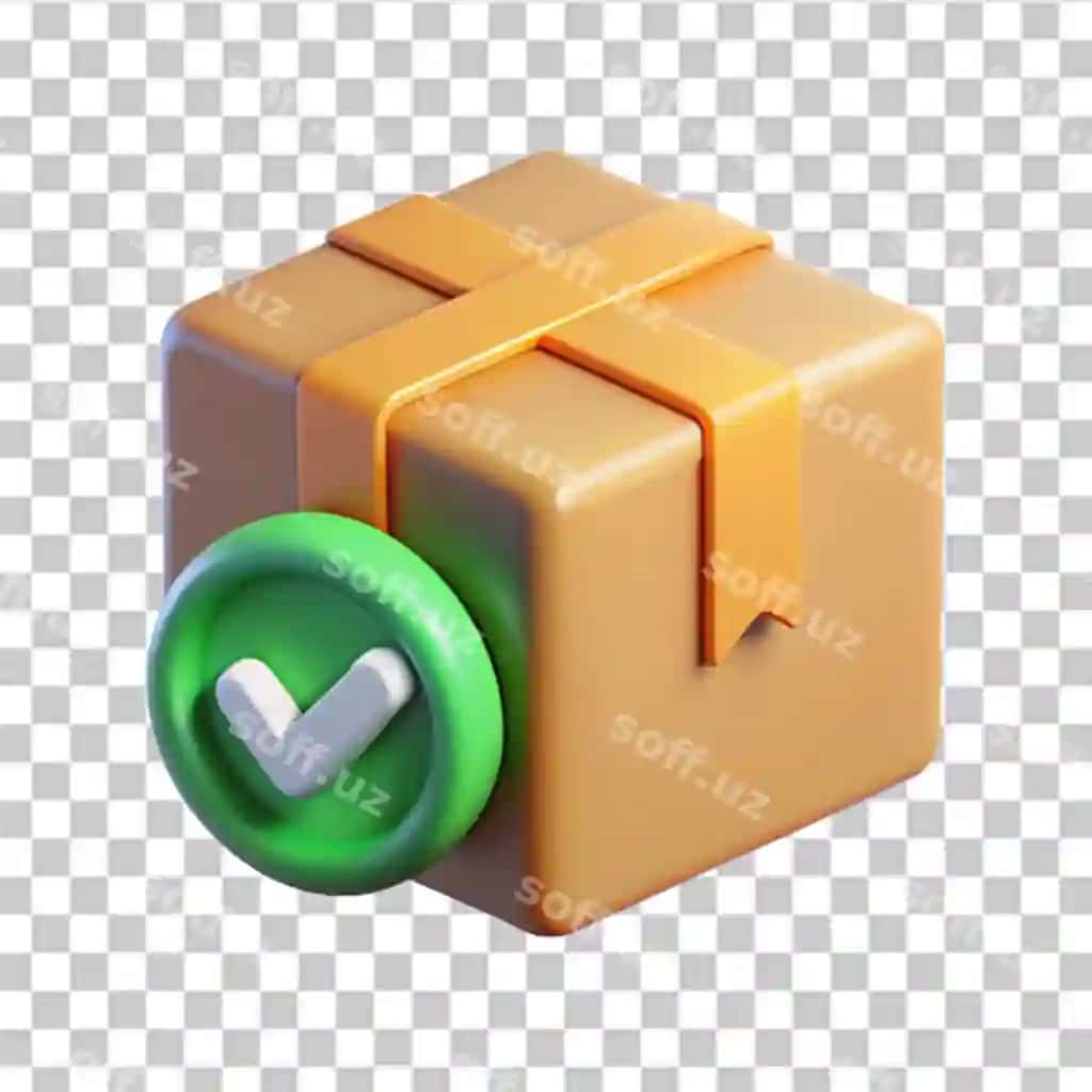 3d yetkazib berish paketi illustratsiyasi tekshirish belgisi ikonasi joynash kartoni quti | 3d delivery package illustration check mark icon shipping box cardboard