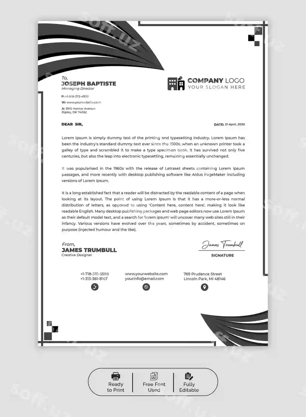 Psd zamonaviy biznes korporativ xat sarlavhasi shabloni | Psd modern business corporate letterhead template