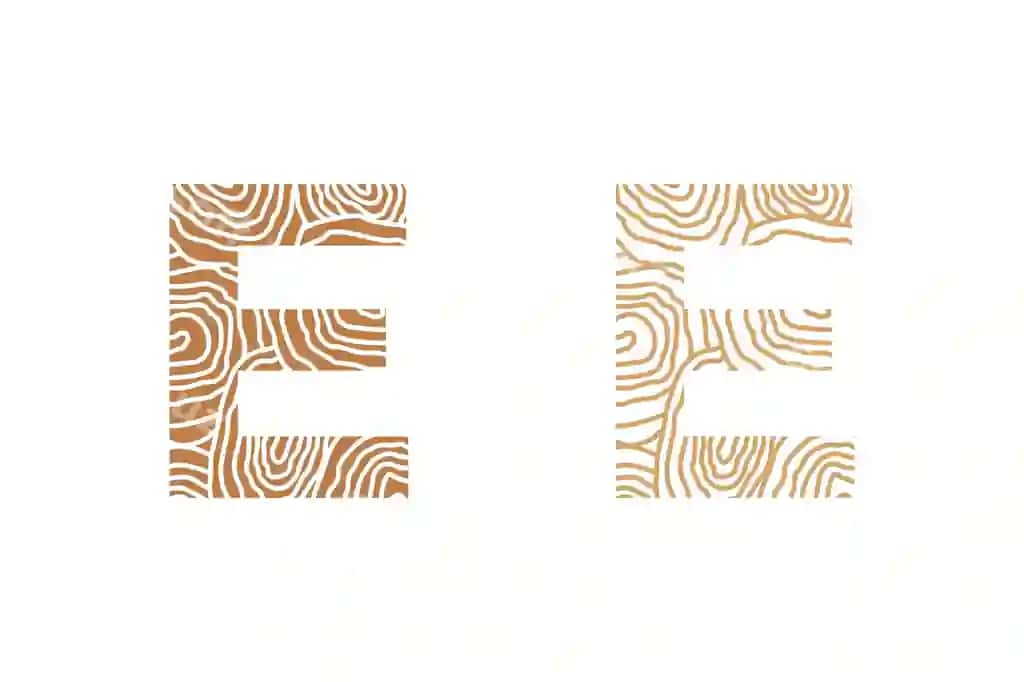 Birlashtirilgan harf dizayni bilan yog'och element dizayni | Wood element design with combination letter design
