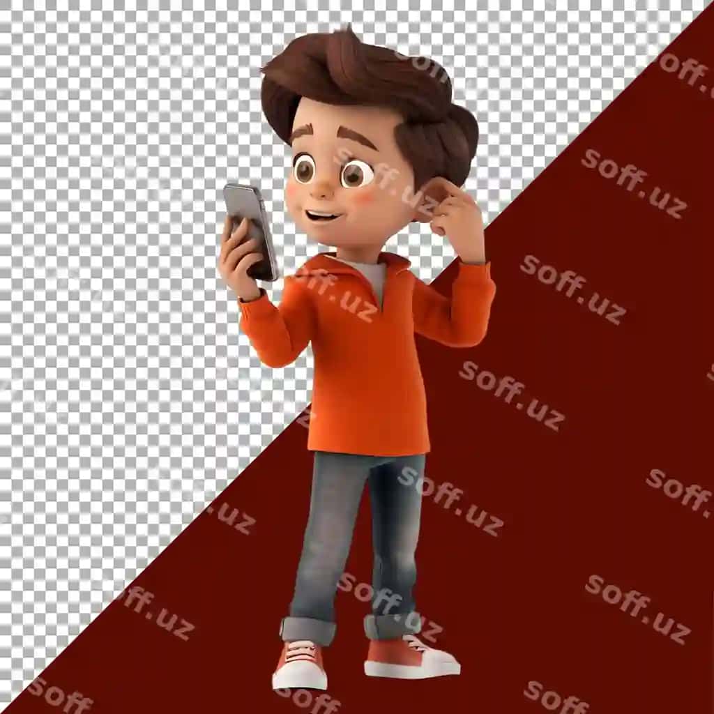 3D render karyakatur chiroyli yosh bola tik shaffof fonda | 3d rendering cartoon cute young boy standing transparent background