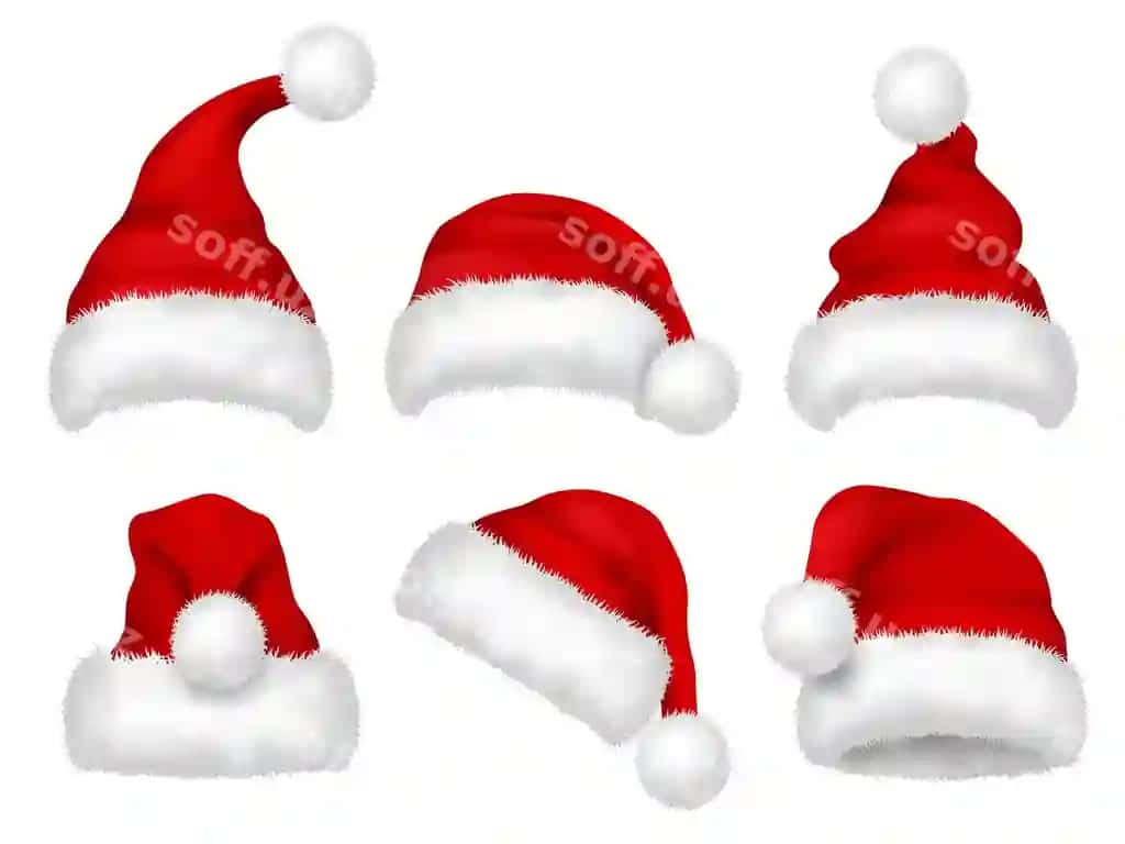 Santa qizil shapka to'yga tuy Rojdestvo an'iy velyut shapka vektor | Santa red hat party fur christmas traditional velvet hat vector