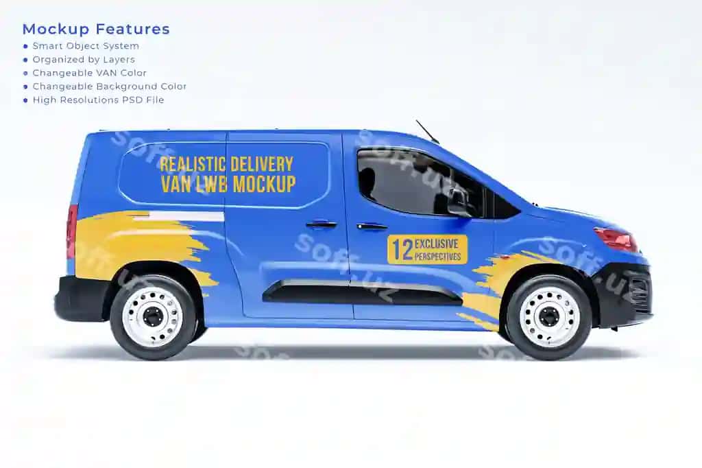 Realistik furgon modeli o'ng tomondan ko'rinish | Realistic van mockup right side view 2