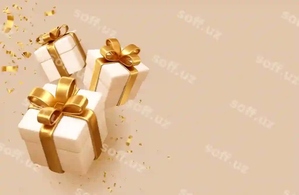 Bej oltin qutilar konfetti sovg'a orqa fonda | Beige gold boxes confetti gift background 2