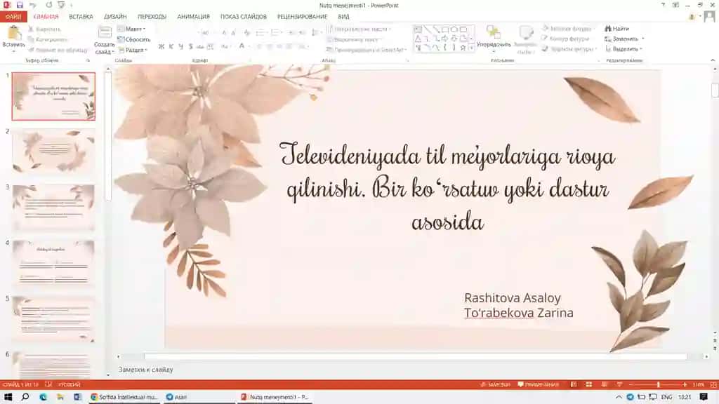 Televideniyada til me’yorlariga rioya qilinishi. Bir koʻrsatuv yoki dastur asosida