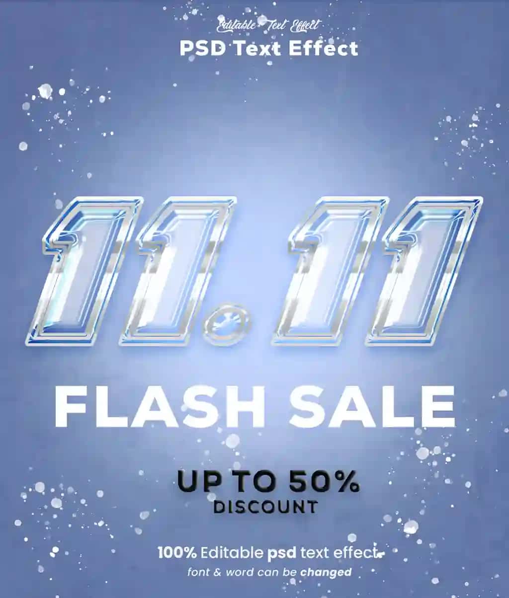 3D matn effektli 1111 flesh-sotiq posti banneri | 1111 flash sale post banner with 3d text effect