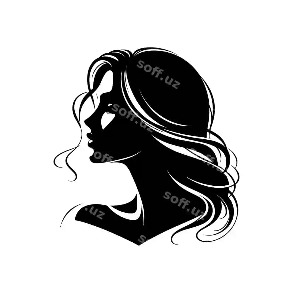 Uzun sochli ayol go'zal qiz yuzi gozallik logotipi salon logotipi | Woman with long hair beautiful girl face beauty logo salon logo