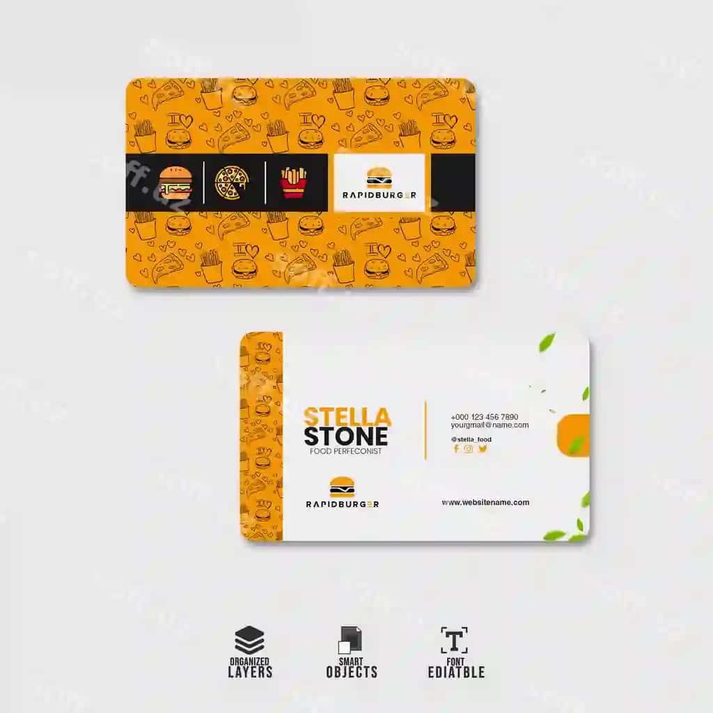 Tez ovqat biznes kartochkasi shabloni | Fast food business card template