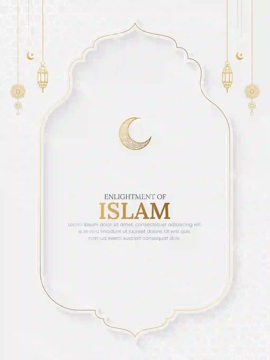 Islomiy oq hashamatli bezatma tabrik kartasi arabcha naqsh bilan | Islamic white luxury ornamental greeting card with arabic pattern
