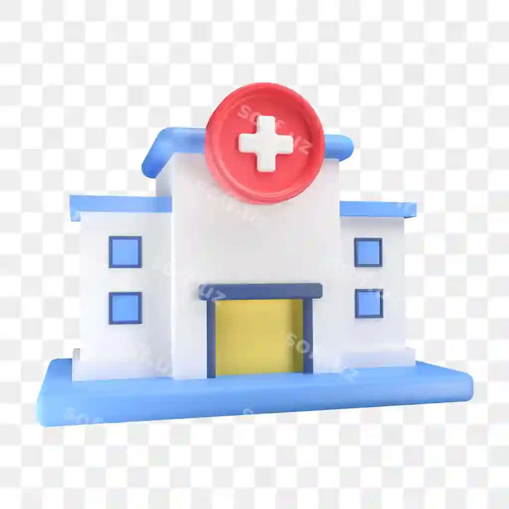 3d kasalxona binosi psd shaffof orqa fon premium psd | 3d hospital building psd transparent background premium psd 2