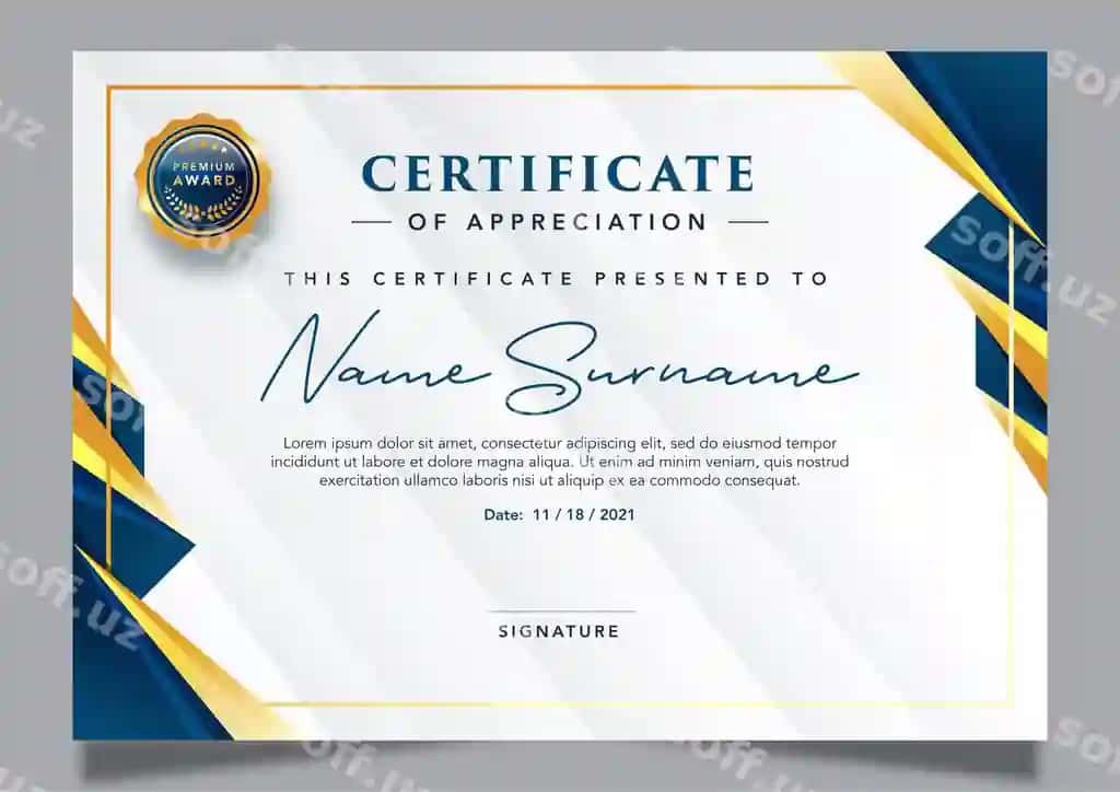Shablon dizayni sertifikat baholashini qadrlash | Template design certificate appreciation 2