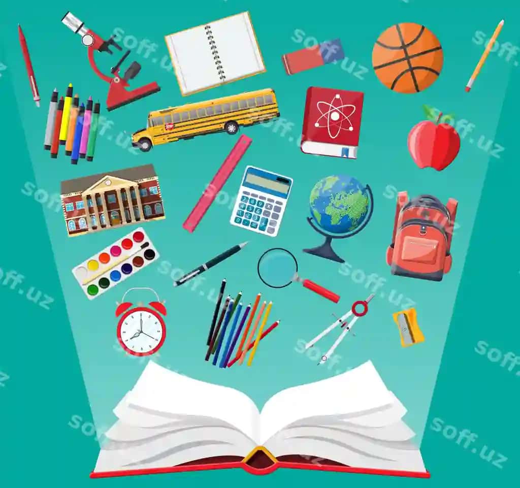 Katta maktab to'plami turli xil maktab kundaliylari qozishda foydalanadigan narsalar notatnik sharq boyvachilik | Big school set different school supplies stationery note globe paint