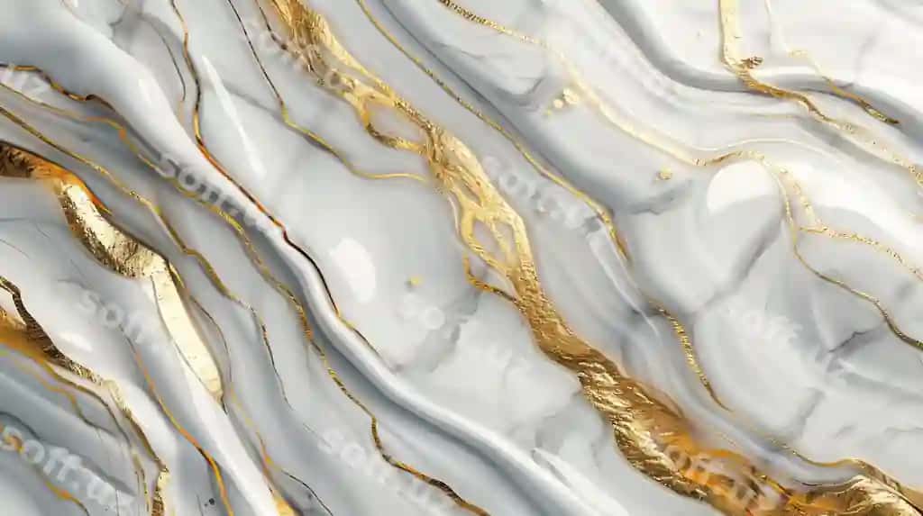 Abstrakt kulrang-oq marblli naqsh, o'ttiz chiziqlar bilan | Abstract gray white marble pattern with golden lines