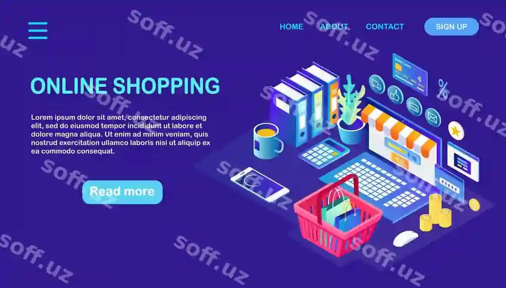 Onlayn xarid qilish kontseptsiyasi chakana savdo do'konini Internet izometrik orqali sotib oling | Online shopping sale concept buy retail shop by internet isometric