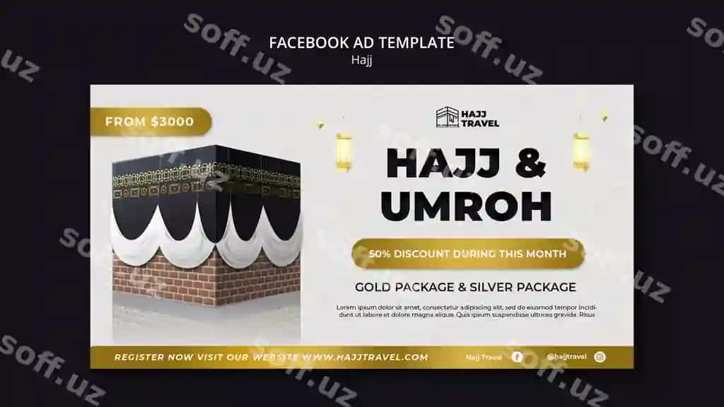 Hajj fasl Facebook shabloni | Hajj season facebook template