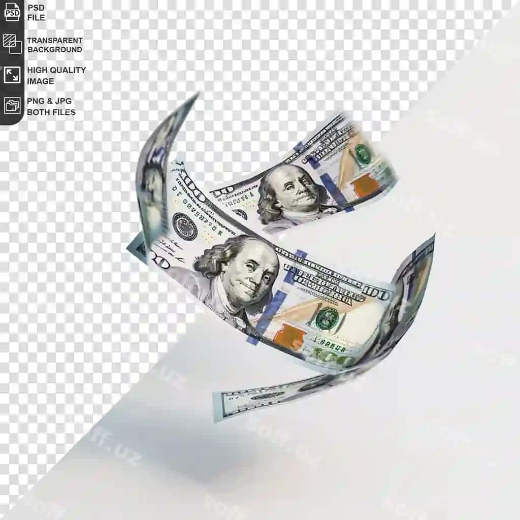 Ajralangan yuz dollarchilik pul uchiring | Set flying one hundred dollars bills isolated