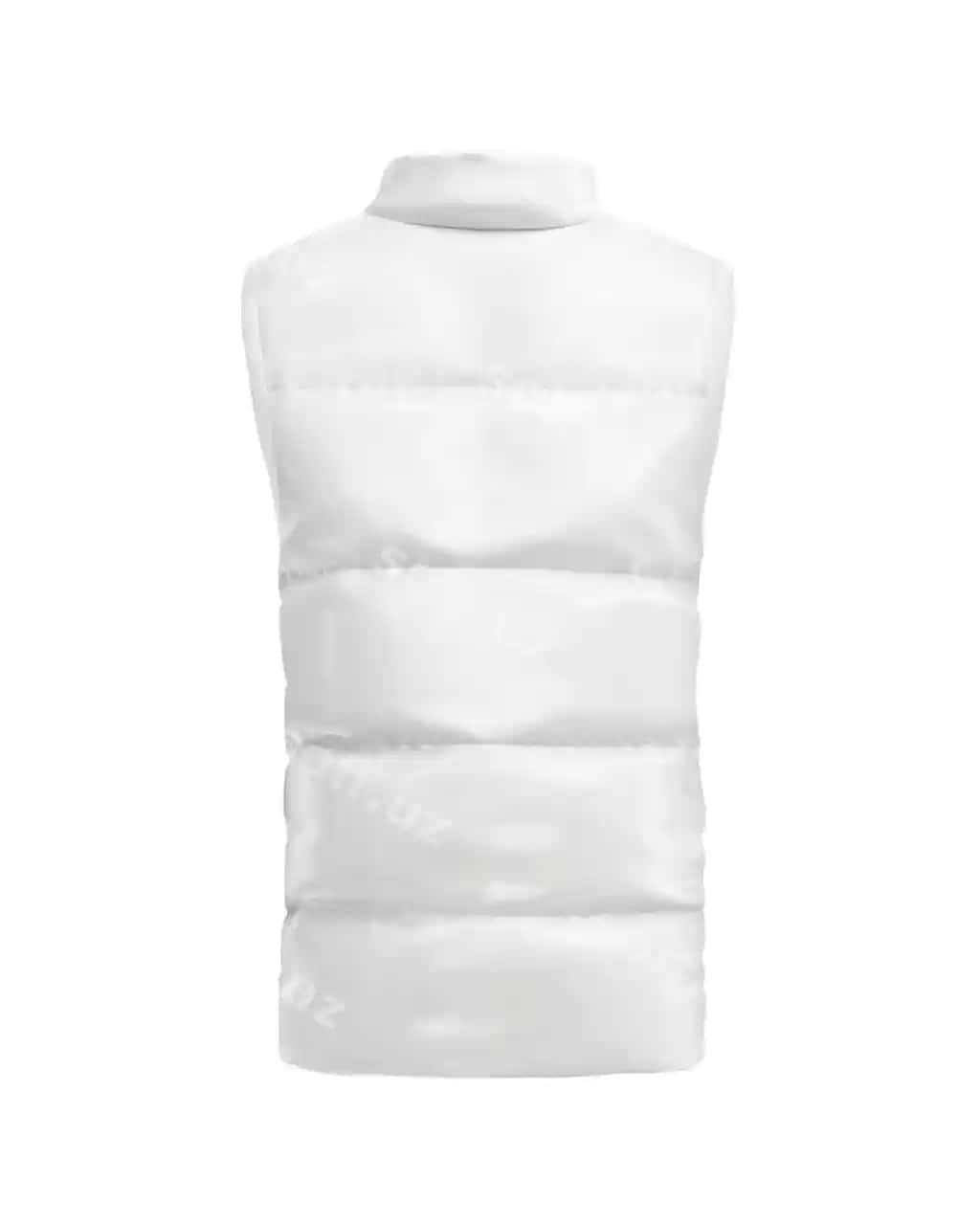 Oq puxli naylon zhileti orqa ko'rinish ajraltirilgan oq fon | White down nylon vest back view isolated white background