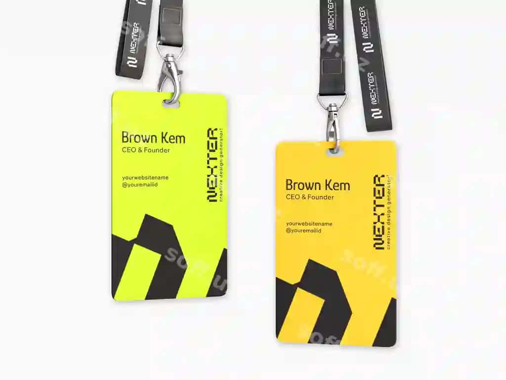 ID karta lanyardlar bilan brending namunasi | Id card with lanyards branding mockup