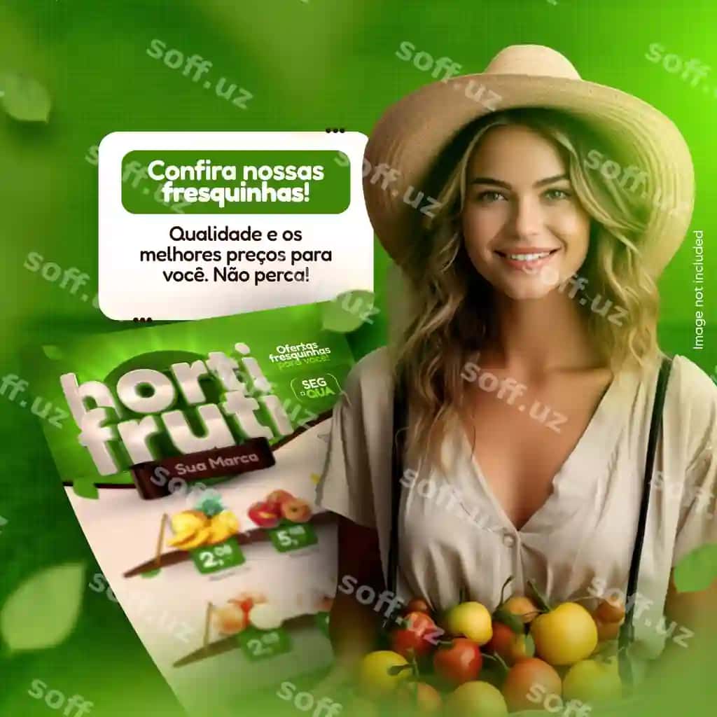 Psd ijtimoiy tarmoqlar uchun meva va sabzi shabloni | Psd social media template hortifruti
