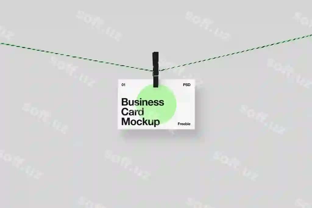 Bisnes karta namunasi kiyik chizi | Business card mockup clothesline