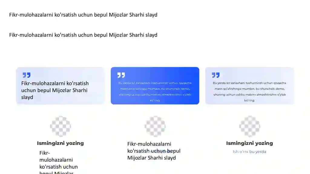 Fikr-mulohazalarni ko'rsatish uchun bepul Mijozlar Sharhi slayd Taqdimoti (12 Slayd)