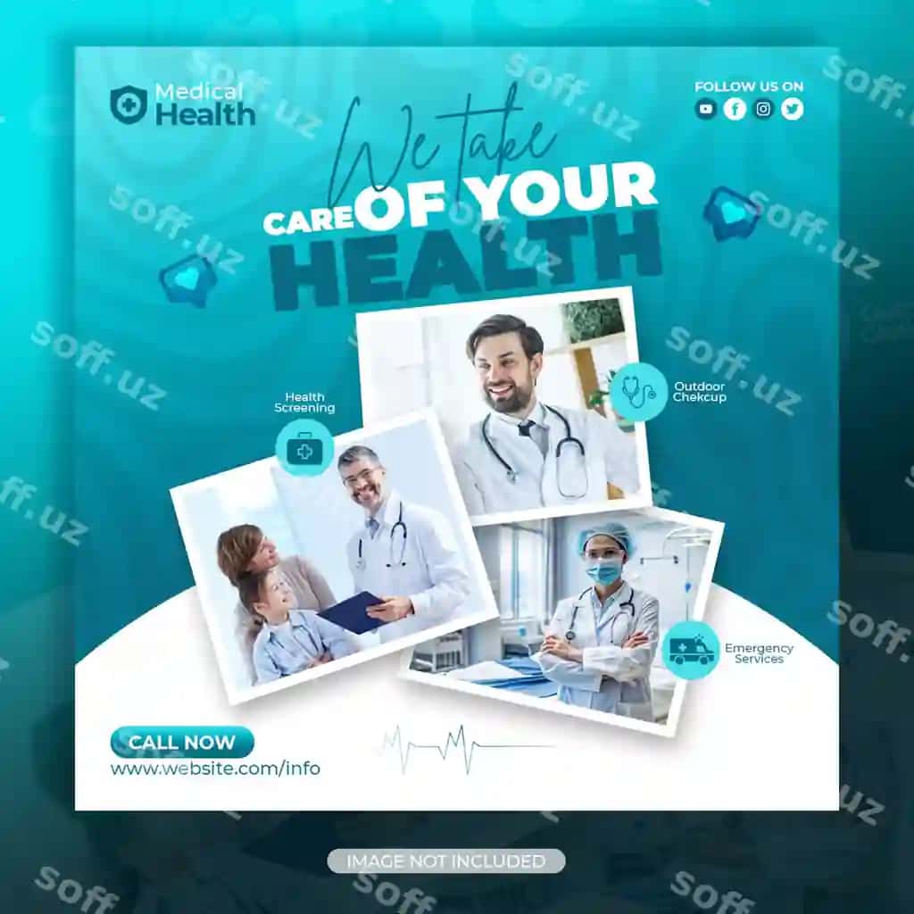Tibbiy ijtimoiy media posti veb banner shabloni psd | Medical social media post web banner template psd