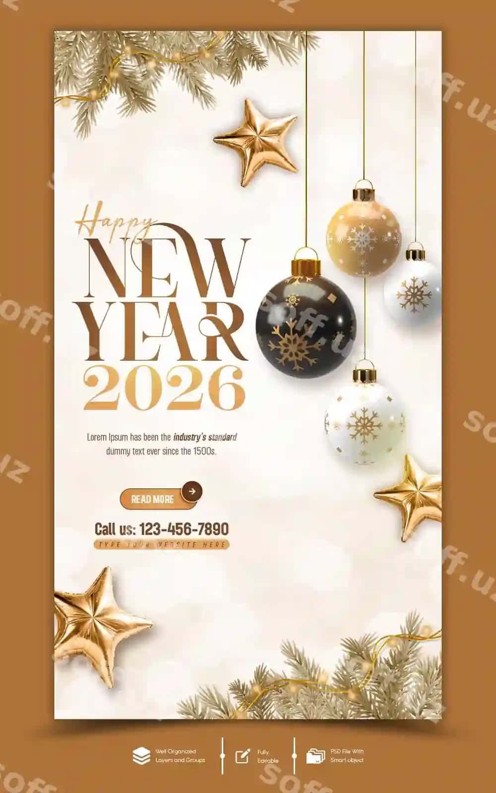 2026 Yangi yil bayrami Instagram Facebook story post dizayni | Happy new year 2026 celebration instagram facebook story post design
