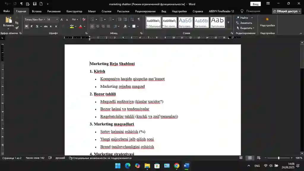 marketing shablon