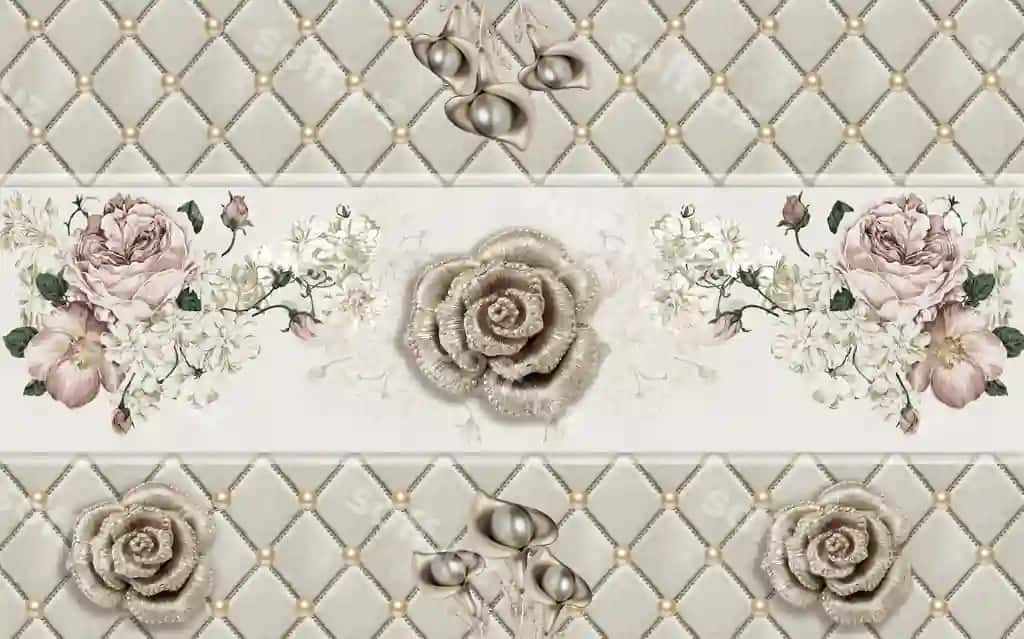 Gullar uchun dekor fon rasmi interyer uchun raqamli bosma gulli devor plitkalari | Flower decor wallpaper interior digital printing floral wall tiles