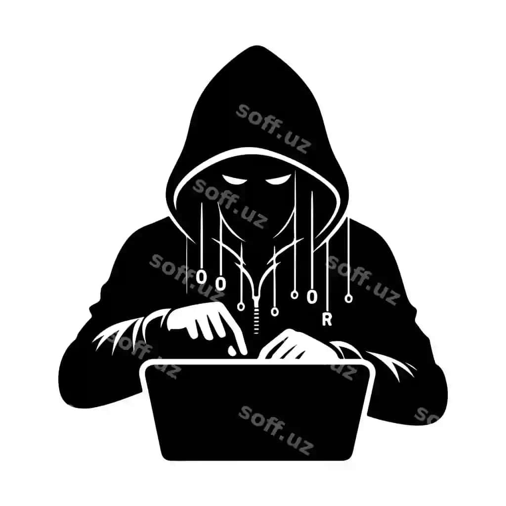 Haker silueti vektor kompyuter hakeri notebook bilan ikon illustratsiyasi | Hacker silhouette vector computer hacker with laptop icon illustration