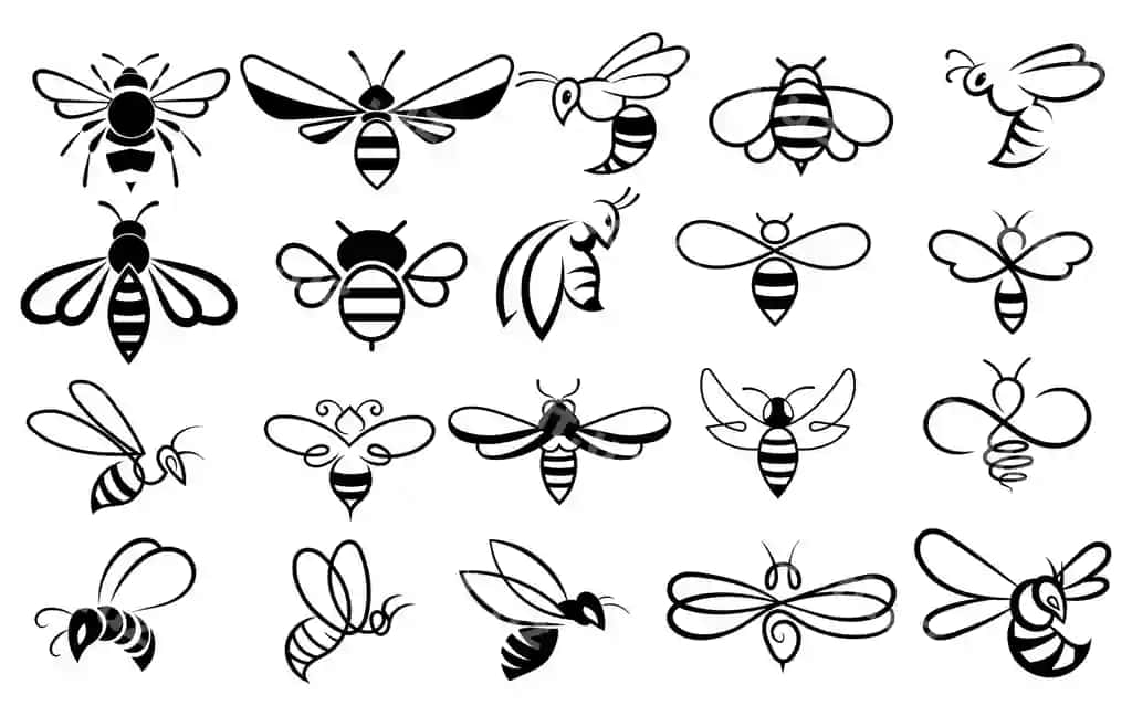 Set asal to'plami stilizatsiya qilingan asal chayonlari | Set bees collection stylized honey bees