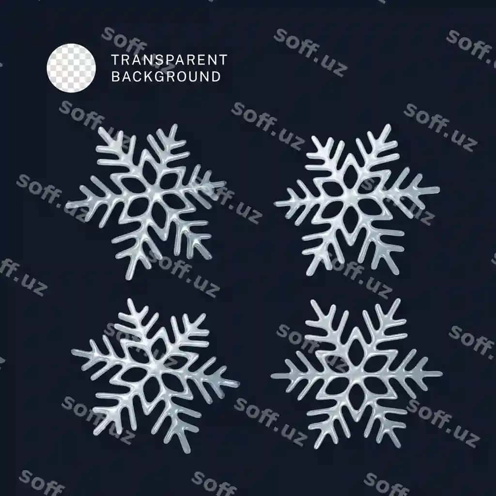 Psd 3d qor mejadani to'plami | Psd 3d snowflake collection 2
