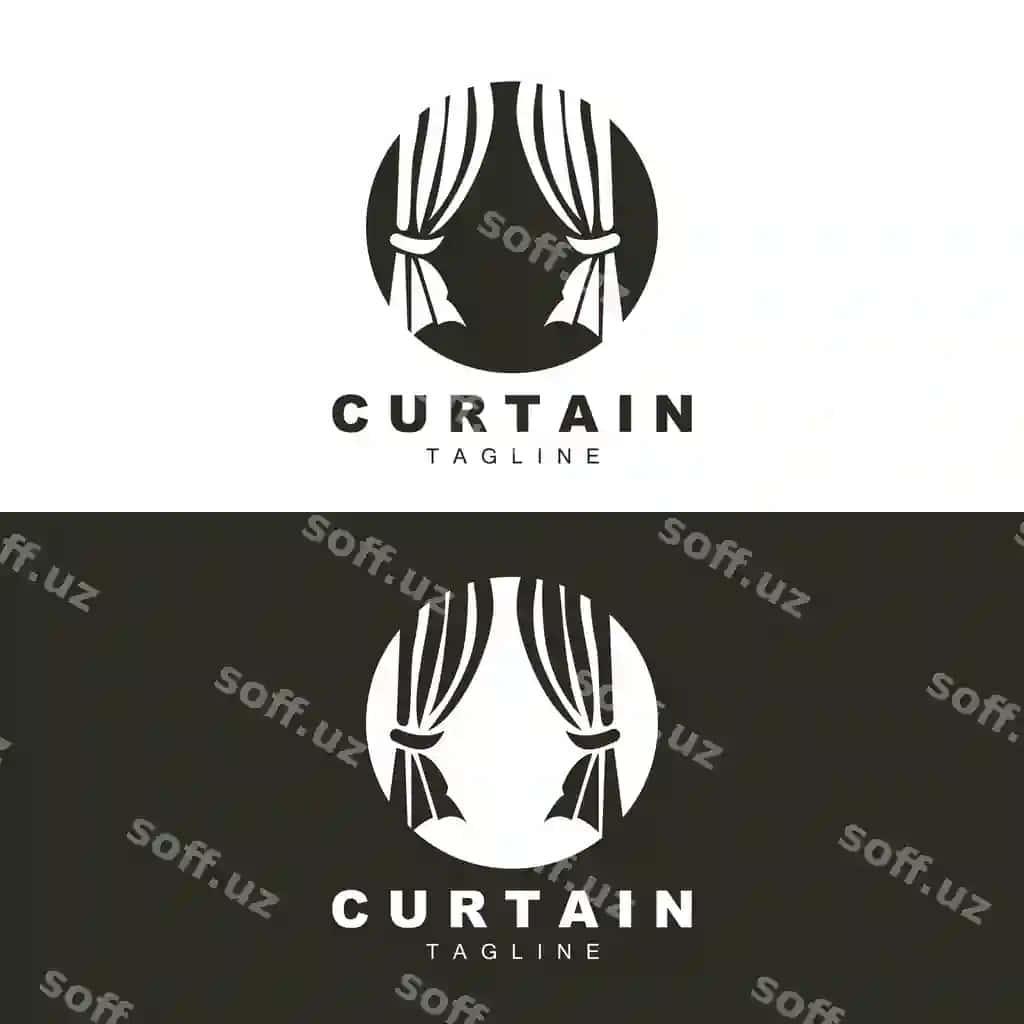 Uy shina eko geron logotipi dizayni binoga dekoratsiya vektor illustratsiyasi | Home exhibition curtain logo design building decoration vector illustration