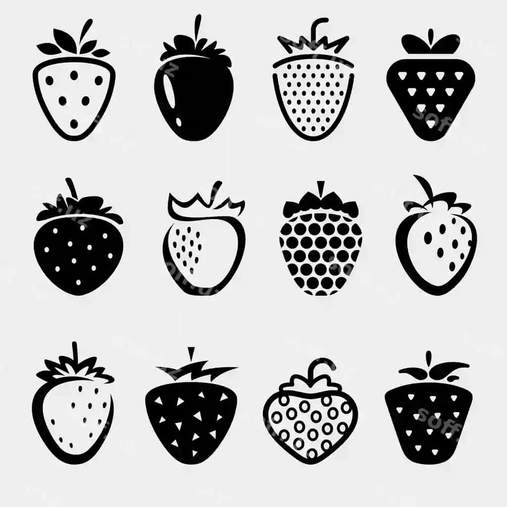 Bodomlar komplekt kollektsiyasi ikonkalar bodom vektori | Strawberries set collection icons strawberry vector 2