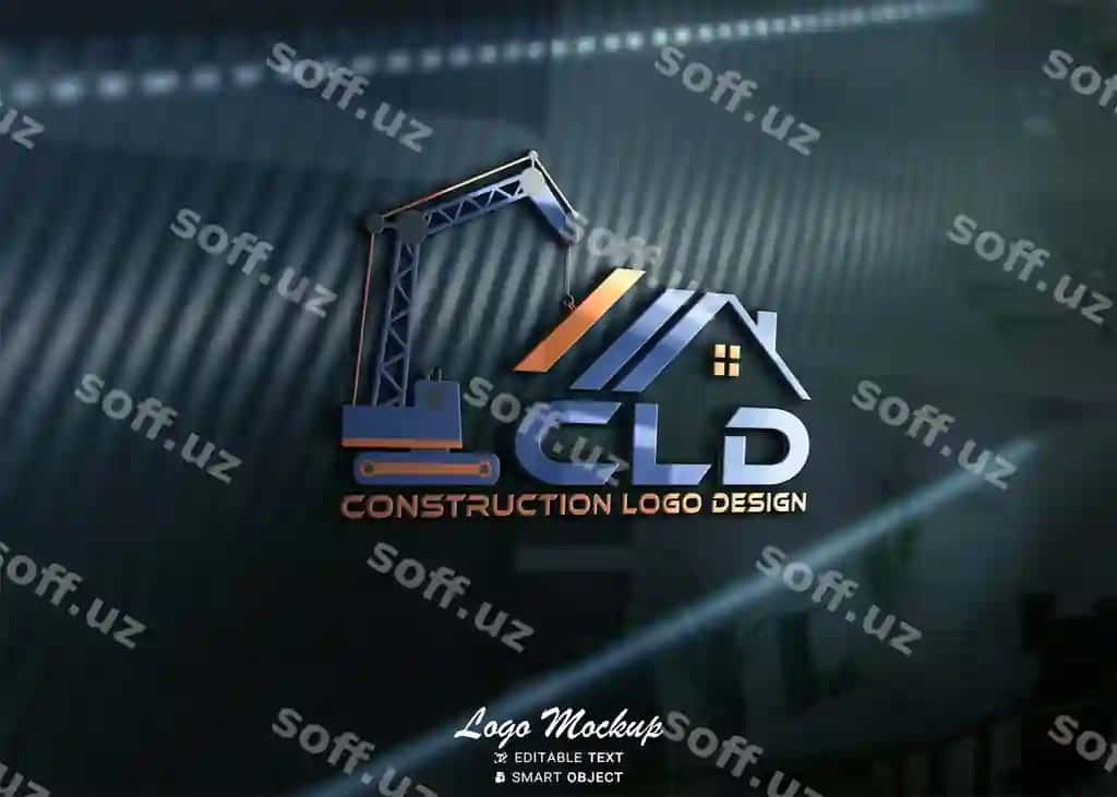 Qurilish logotip dizayn namunasi | Construction logo design mockup