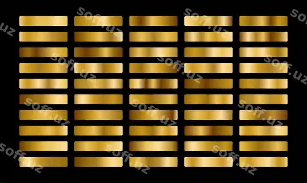 Oltin metal gradient to'plami oltin varaq tekstura komplekti | Gold metal gradient collection gold foil texture set